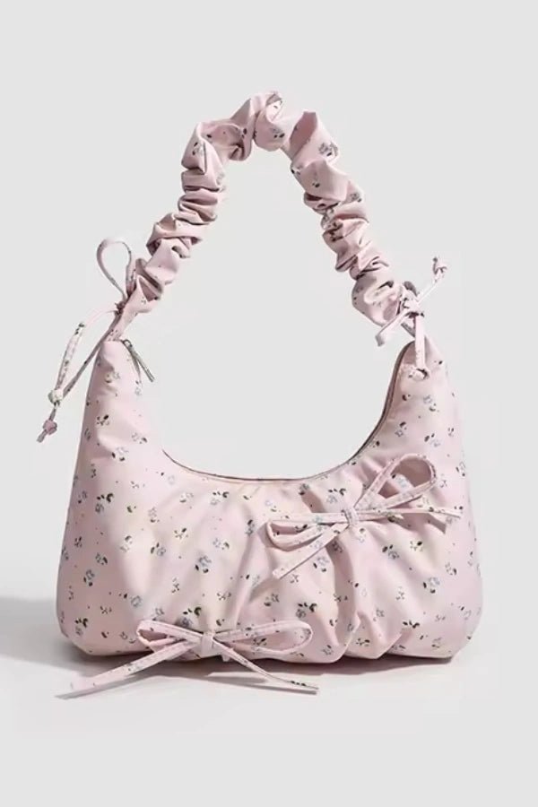 Sac à main élégant avec poignées froncées et imprimé floral. - 7