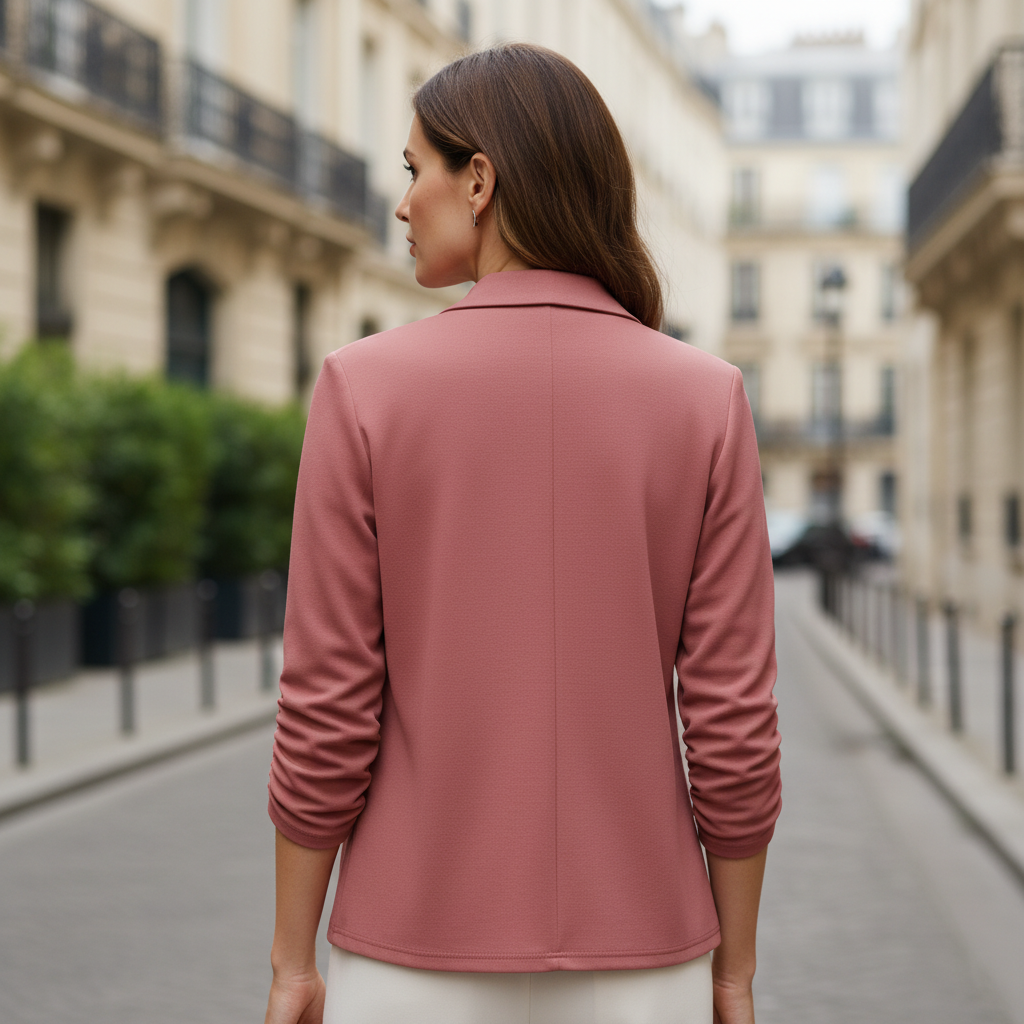 Blazer femme élégant à manches longues, coupe ajustée, style polyvalent. - 5