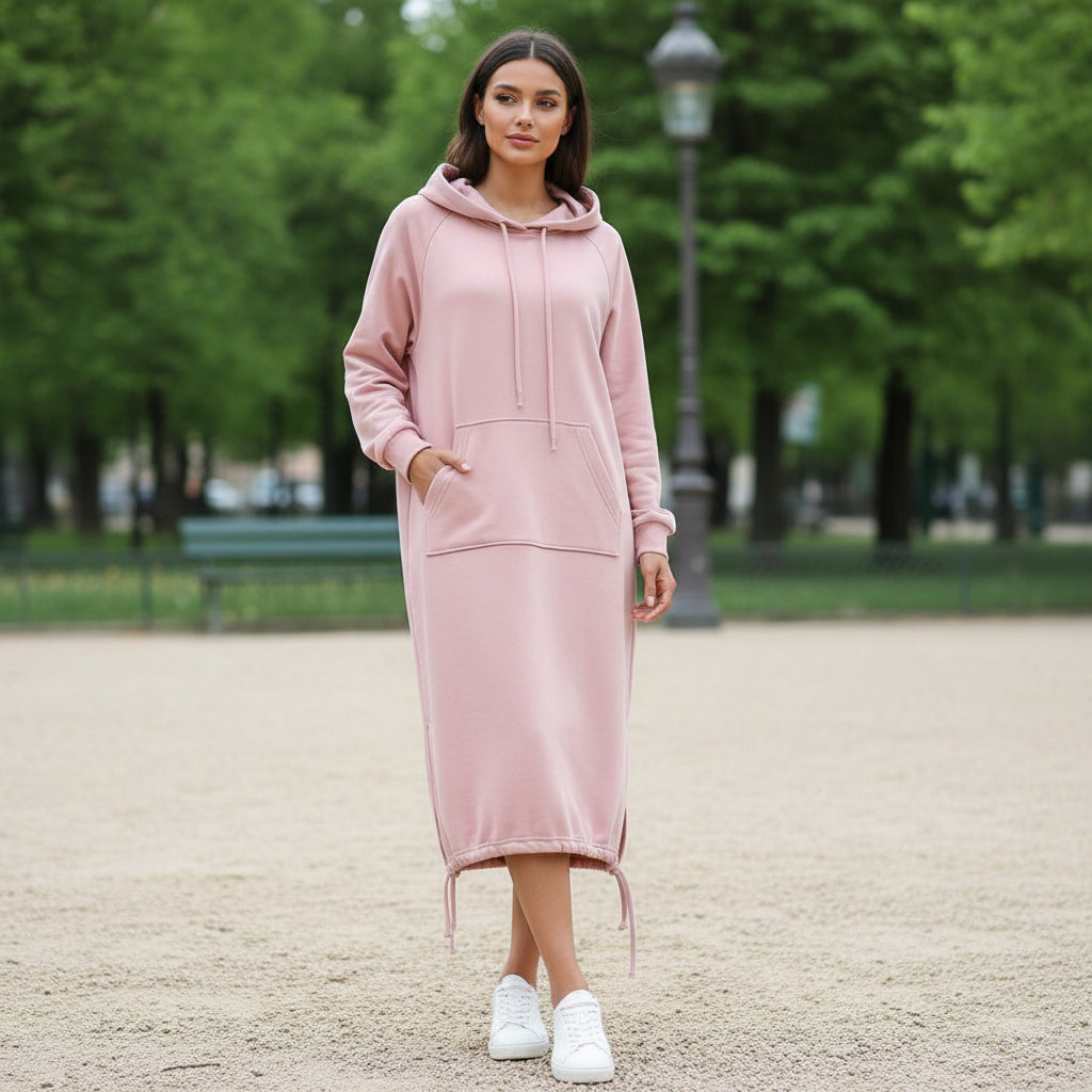 Robe à capuche, silhouette décontractée et élégante. - 1