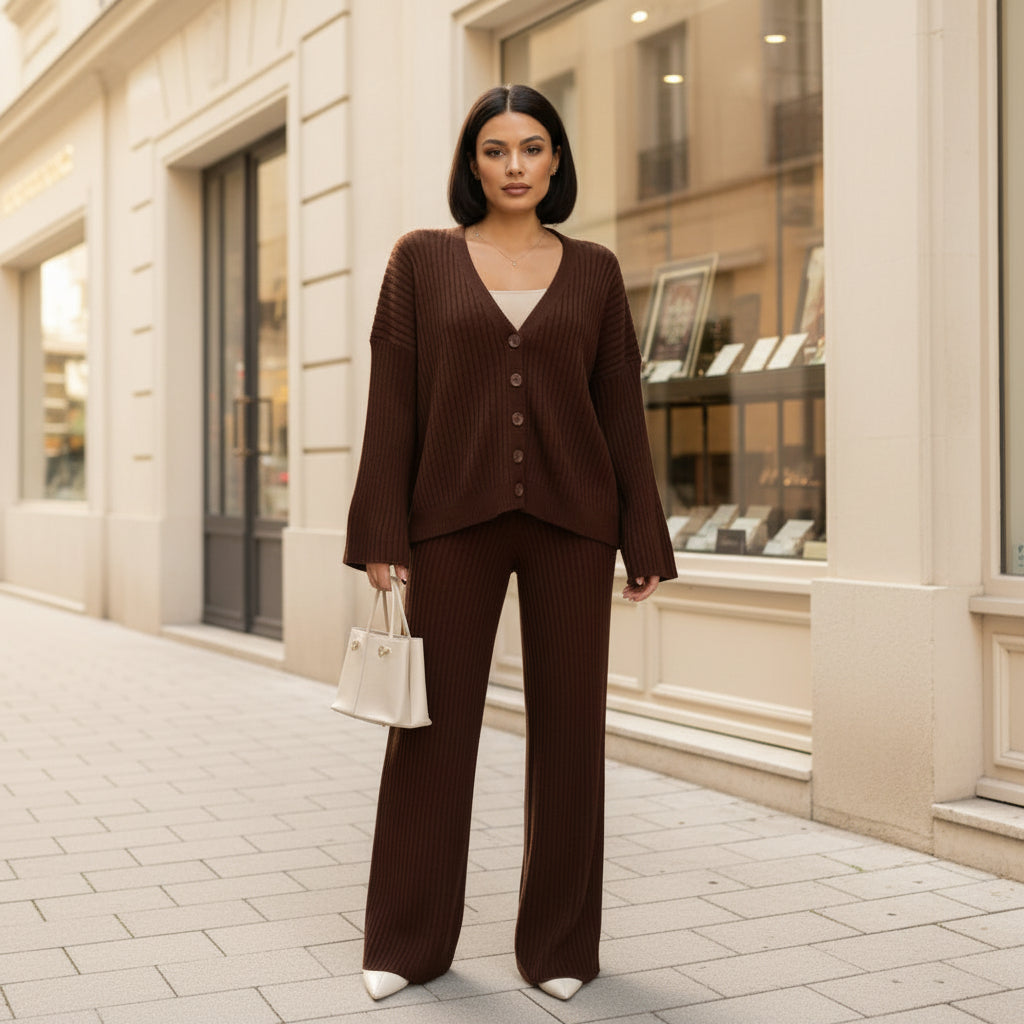 Ensemble de loungewear femme, manches larges, coupe confortable, style décontracté. - 6