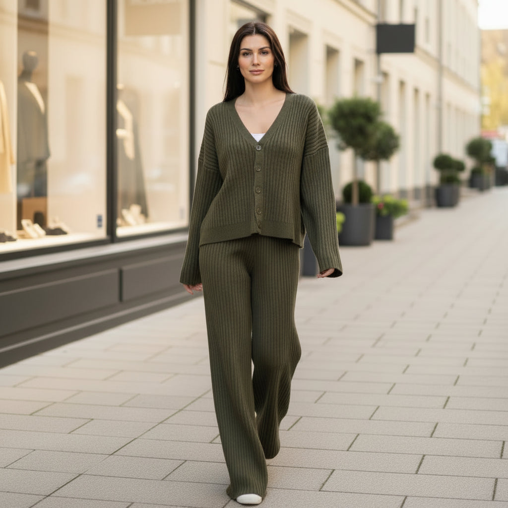 Ensemble de loungewear femme, manches larges, coupe confortable, style décontracté. - 3