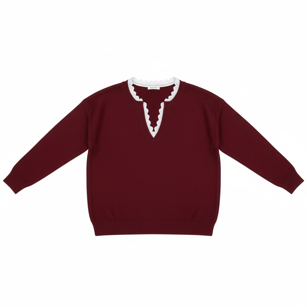 Pull femme à V, silhouette élégante avec un design ondulé. - 8