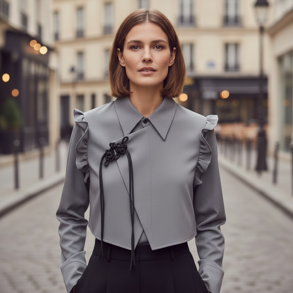 Top élégant femme avec des détails plissés subtils. - 1