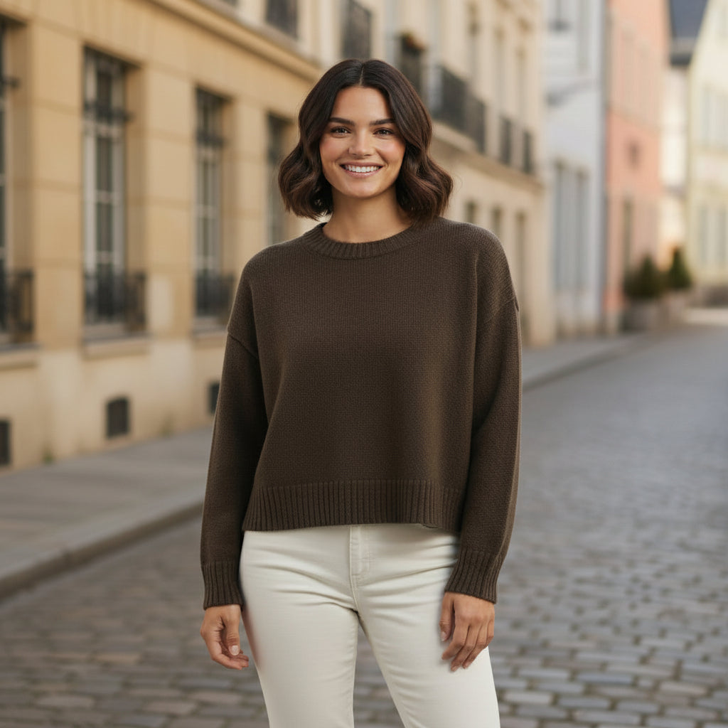 Pull femme décontracté avec détails côtelés. - 1