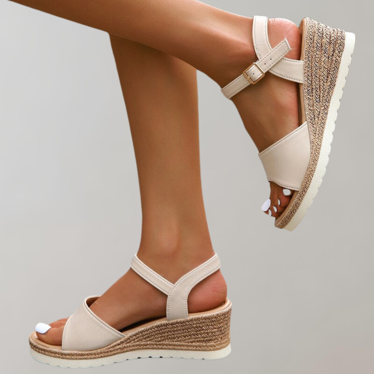 Sandales compensées élégantes pour femme avec bretelles réglables. - 5