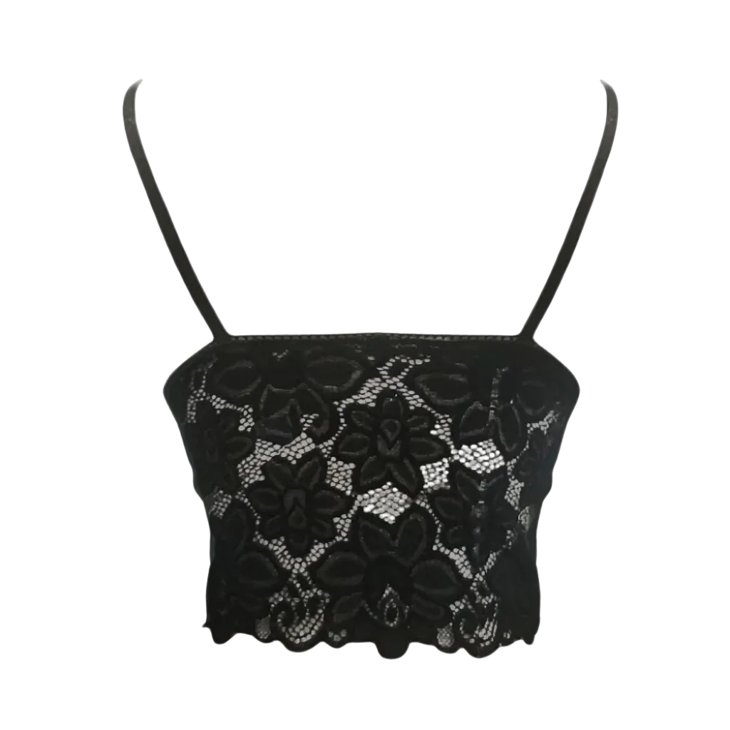 Top en dentelle florale avec décolleté en V, élégant et aéré. - 7