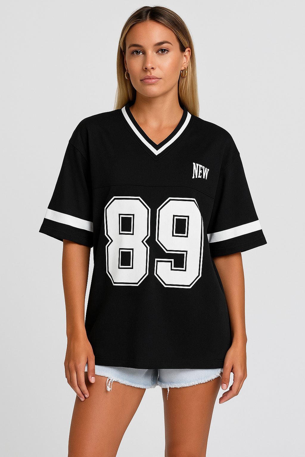 T-shirt décontracté pour femme, col en V, coupe légère. - 1