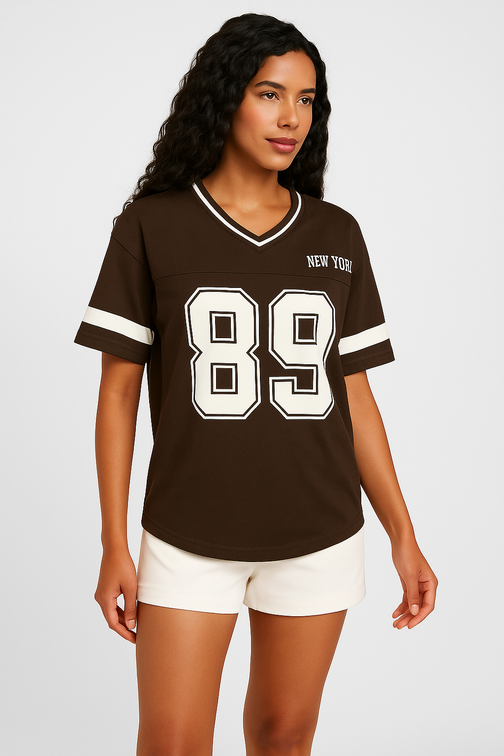 T-shirt décontracté pour femme, col en V, coupe légère. - 4