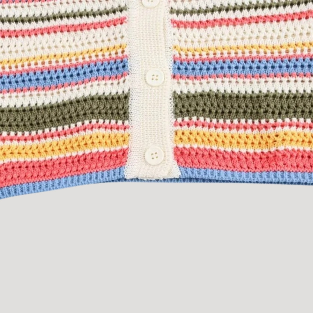 T-shirt polo femme à rayures colorées, style décontracté et élégant. - 5