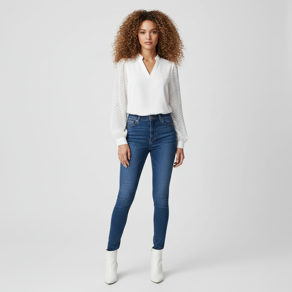 Top femme élégant à manches texturées pour un look chic. - 1