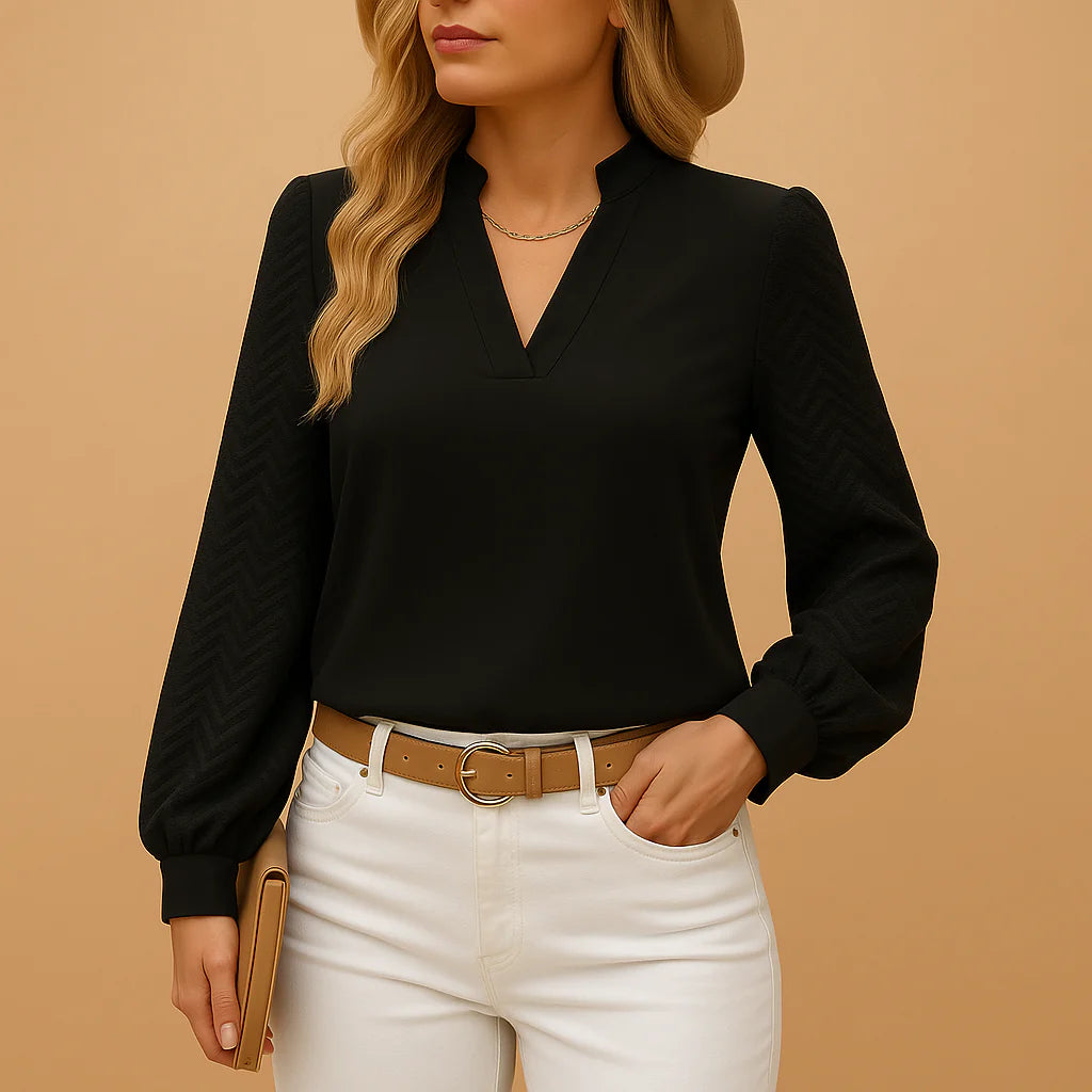 Top femme élégant à manches texturées pour un look chic. - 4