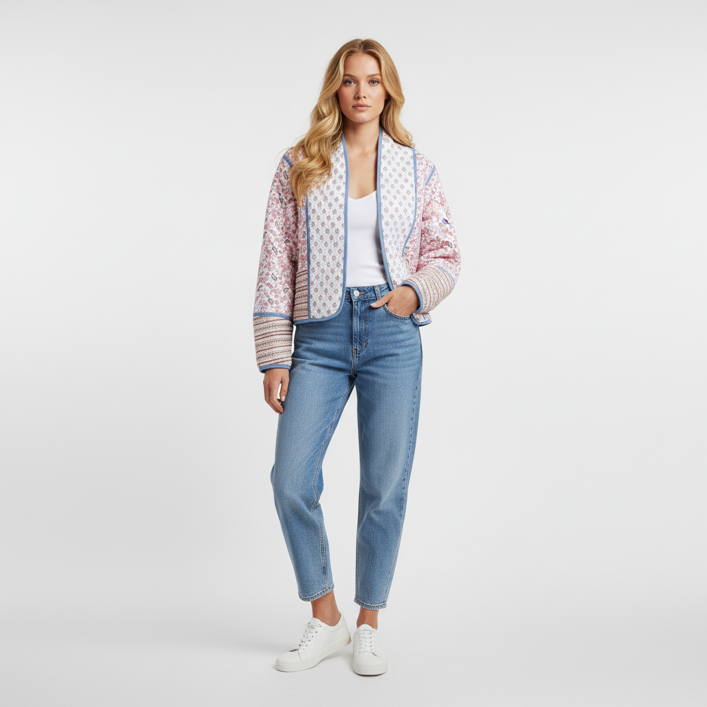 Veste femme élégante en patchwork, coupe ajustée. - 2