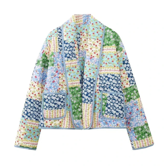 Veste femme élégante en patchwork, coupe ajustée. - 5