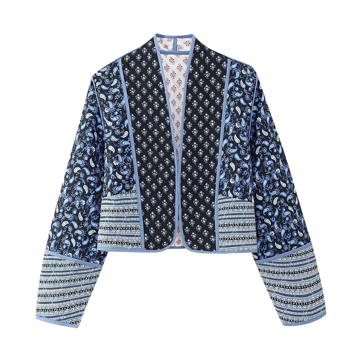 Veste femme élégante en patchwork, coupe ajustée. - 7
