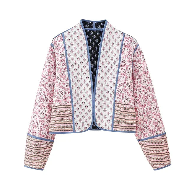 Veste femme élégante en patchwork, coupe ajustée. - 8
