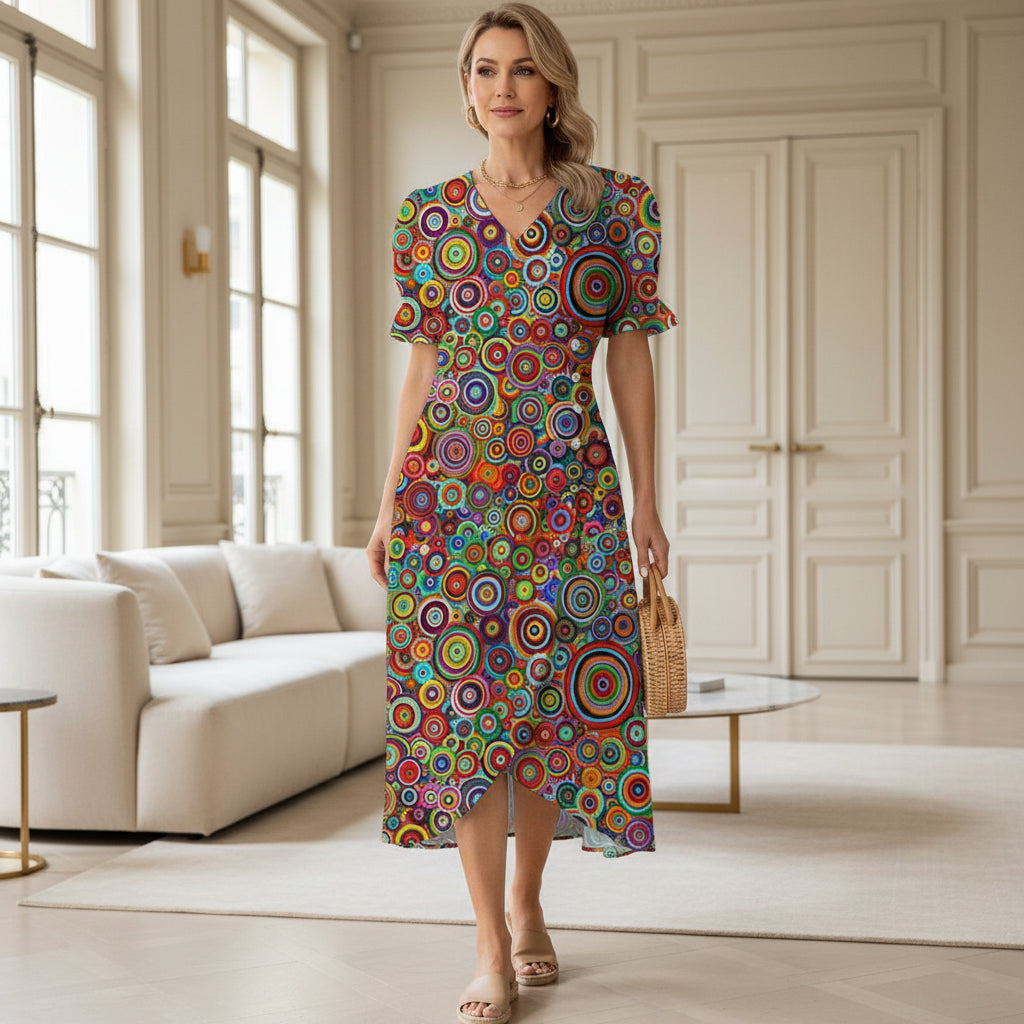 Robe d'été femme longue, fluide, style chic avec imprimé coloré. - 4