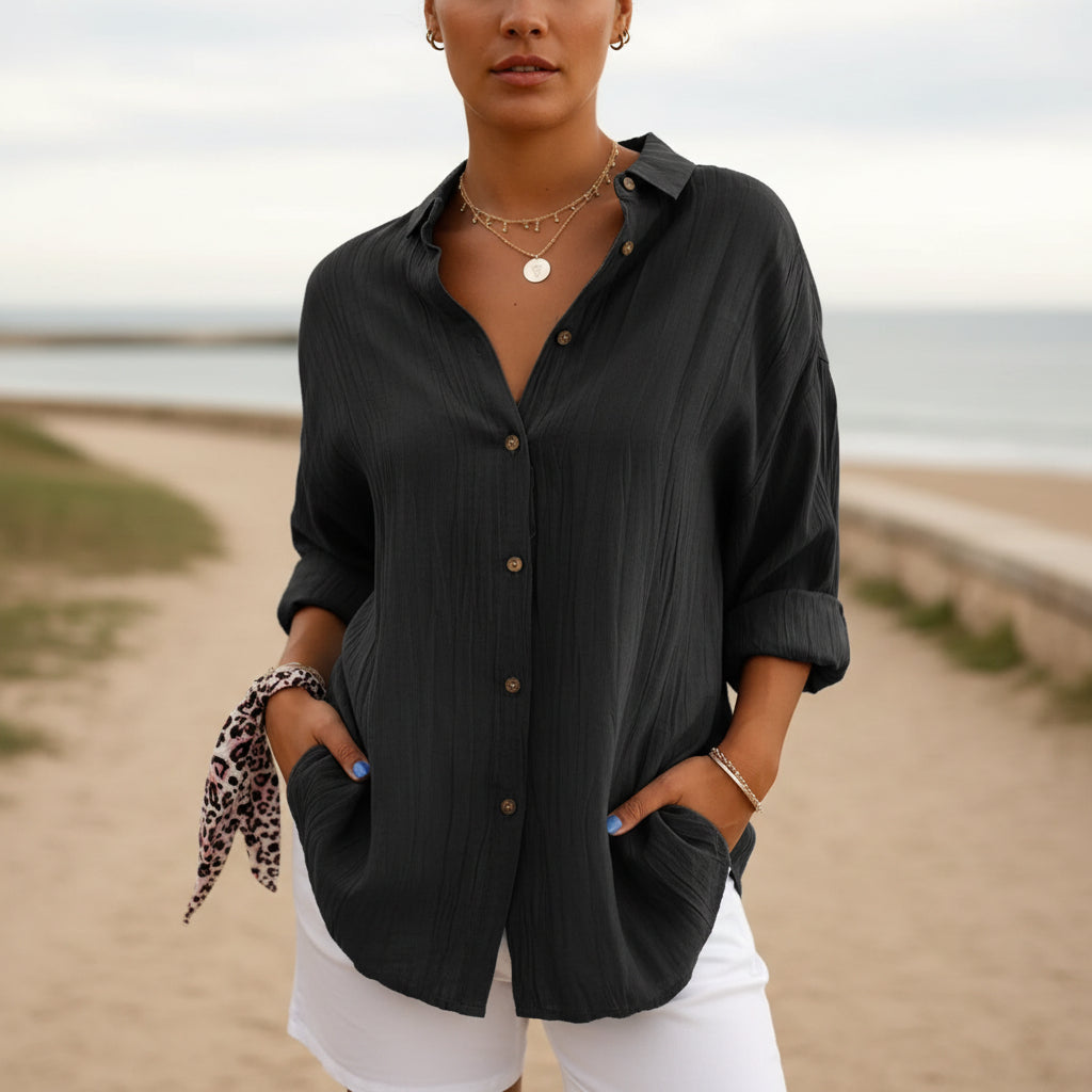 Chemisier femme chic, coupe flatteuse, détails plissés. - 11
