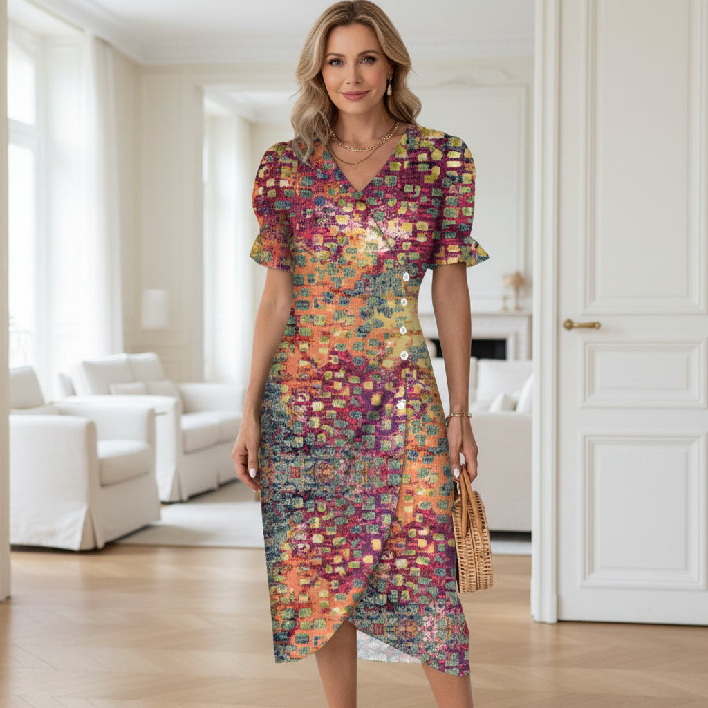 Robe d'été femme longue, fluide, style chic avec imprimé coloré. - 12